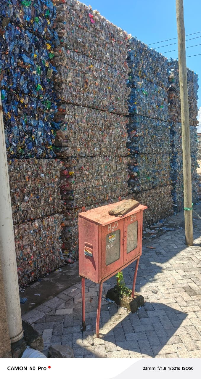 Baled plastics at Safisha Nchi processing hub